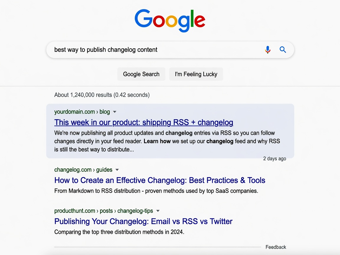 Illustration of a Google results page with yourdomain.com/blog as the first result